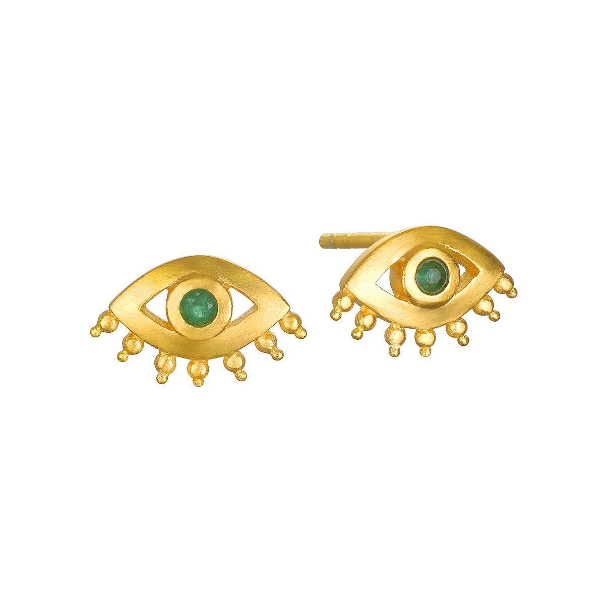 Elevated Consciousness Evil Eye Emerald Earrings